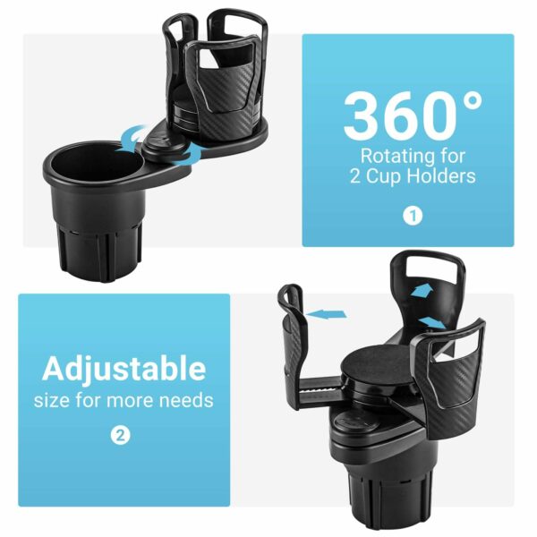 Car Drinking Bottle Holder 360 Degrees Rotatable Water Cup Holder Sunglasses Phone Organizer Storage Car Interior Accessories - immagine 4