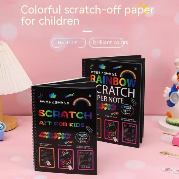 Children's Colorful Puzzle Scraping Painting Paper DIY Handmade Creative Painting Large Scratch Art Paper - immagine 5