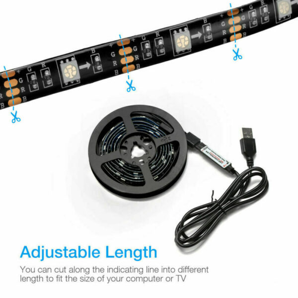 4x50CM USB 5V RGB LED Strip Background Light Remote Kit For TV Computer Lamp - immagine 2