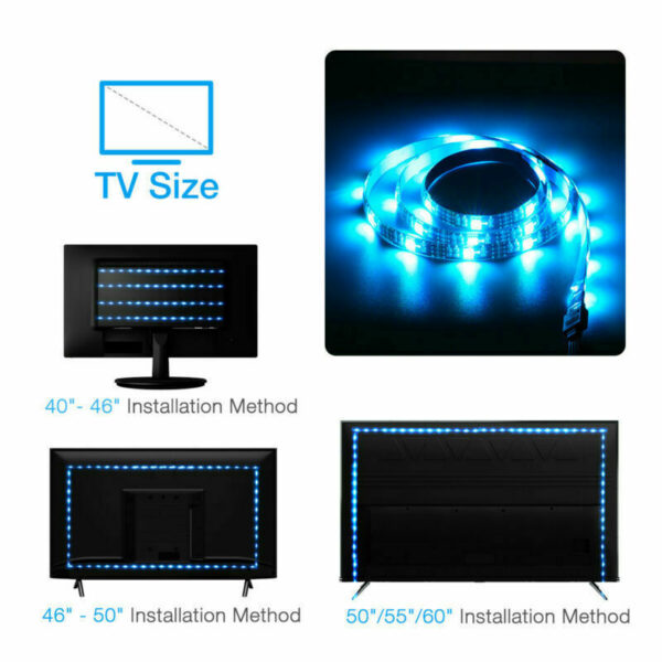 4x50CM USB 5V RGB LED Strip Background Light Remote Kit For TV Computer Lamp - immagine 3