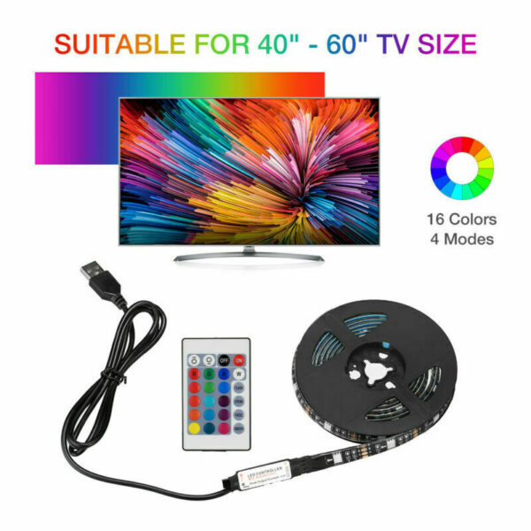 4x50CM USB 5V RGB LED Strip Background Light Remote Kit For TV Computer Lamp - immagine 5