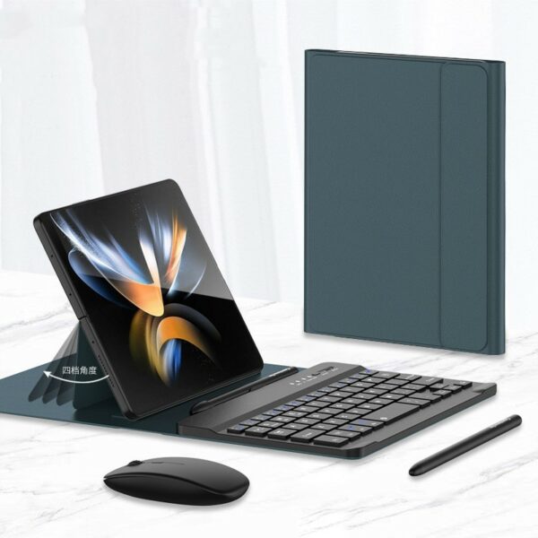 Wireless Keyboard Folding Leather Case Folding Mobile Phone Creative Holder Bluetooth Mouse - immagine 6