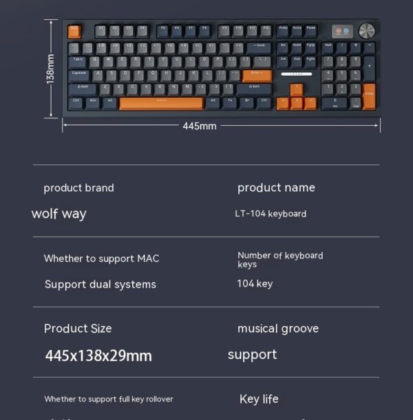 Bluetooth Wireless Three-mode Mechanical Keyboard - immagine 8