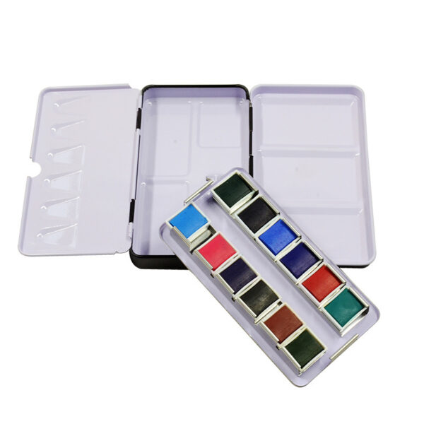 Solid Watercolor Iron Box Pigment Painting Three Fold Empty Iron Box - immagine 3